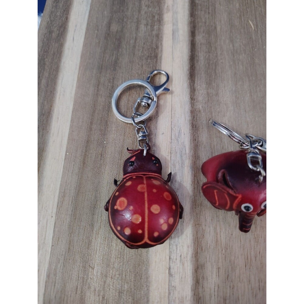 Ladybug Elephant Leather Keychain Unique Animal K… - image 5